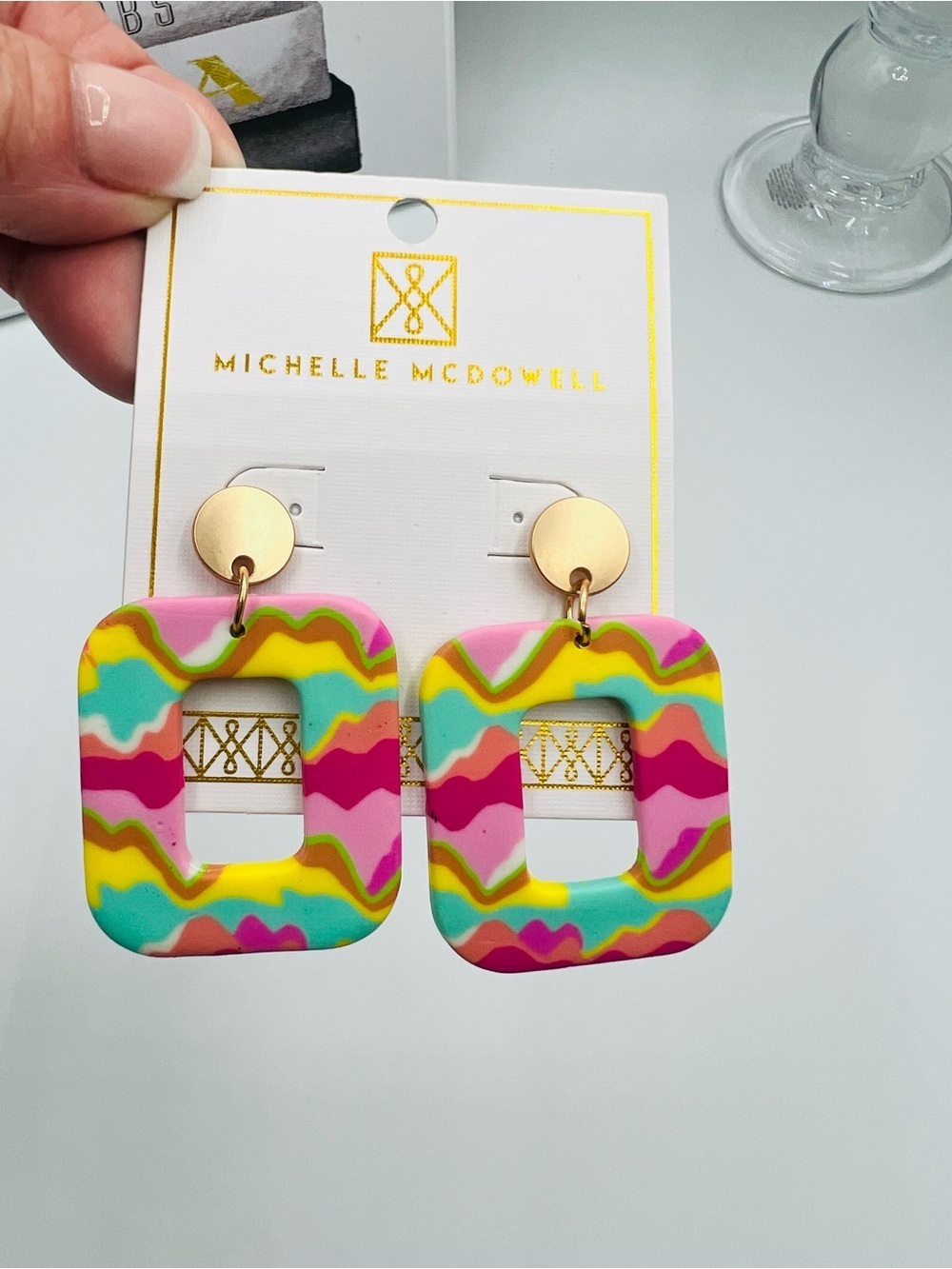 Michelle McDowell Multicolor Square Drop Earrings